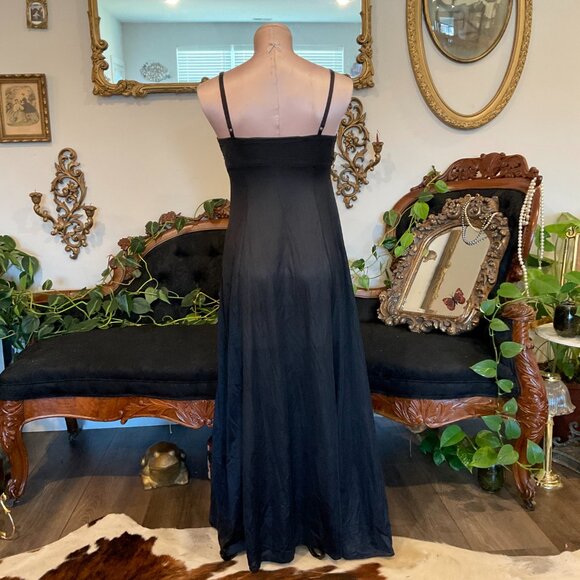 Vintage Olga Floral Lace Bodice Nightgown Sleeeveless Size 32 Black - Picture 5 of 9